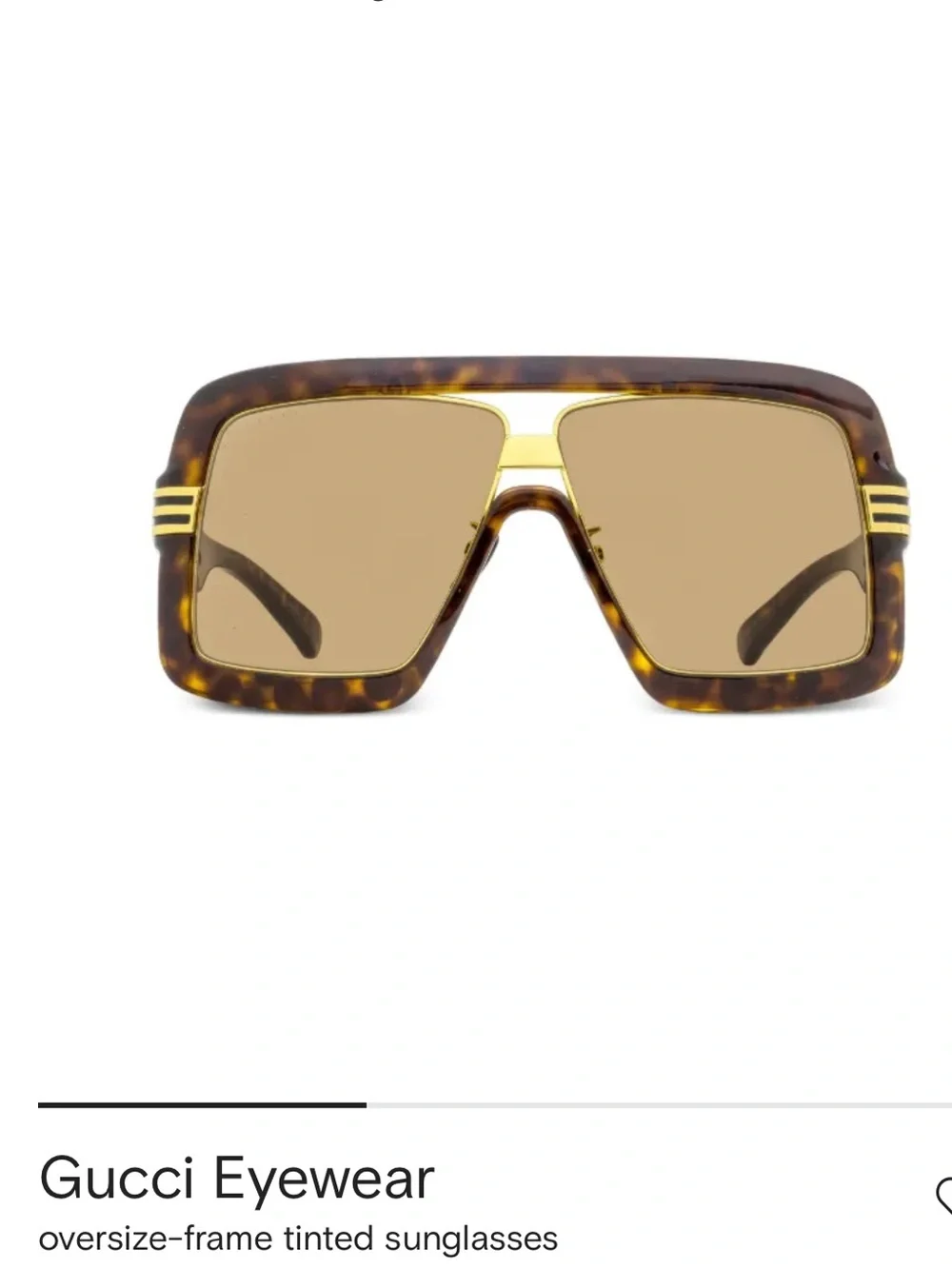 Gucci Oversize Tortoiseshell Frame Sunglasses with Gold Accents - Brown Lenses - Picture 2 of 7